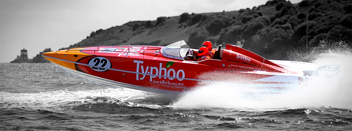 Printed vinyl Power Boat wrap for Typhoo by Totally Dynamic