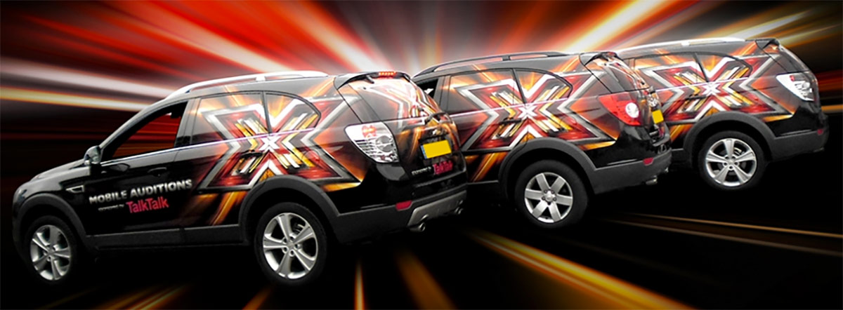 Chrysler fleet vehicle wrapped for the X-Factor by Totally Dynamic