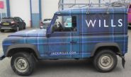 Land Rover Defender vinyl wrapped for Jack Wills in a tartan car wrap
