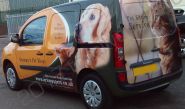 Mercedes Citan van vinyl wrapped in a printed van wrap for Grumpys Pet Shop