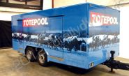 Large trailer fully vinyl wrapped in printed design by Totally Dynamic Leeds