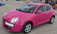 Alfa Romeo Mito fully wrapped in printed colour-matched pink vinyl by Totally Dynamic North London
