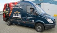 Mercedes Sprinter fleet wrapped in a printed vehicle wrap design for Woods Food Services by Totally Dynamic South London