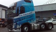 Volvo FH lorry cab fully vinyl wrapped for R A Haulage