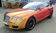 Bentley Continental GT fully wrapped in a printed chrome vinyl vehicle wrap by Totally Dynamic North London