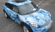 MINI Paceman fully vinyl wrapped in a printed car wrap camo design by Totally Dynamic North London