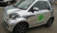 Smart car in a chrome vinyl car wrap for The Pro Golf Shop Jersey