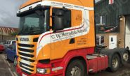 Scania lorry cab vinyl wrapped for G W Harrold