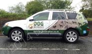 Mitsubishi Shogun vinyl wrapped in a printed wrap design for Dog Destination by Totally Dynamic Manchester