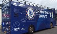 Buses wrapped for Chelsea FC in a fully printed vinyl bus wrap design by Totally Dynamic North & South London