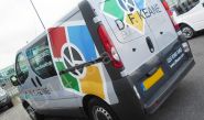 Renault Trafic fully vinyl wrapped in a printed design for D F Keane by Totally Dynamic North London