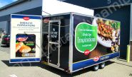 Exhibition trailer fully vinyl wrapped in a printed promotional trailer wrap by Totally Dynamic South London