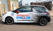 Citroen DS3 fully wrapped in a printed car wrap design for Intensively Chilled Driving Tuition by Totally Dynamic Norfolk