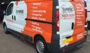Vauxhall Vivaro van vinyl wrapped for Sunrise Installations