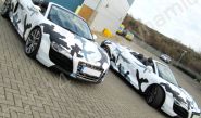 Audi R8 Spyders fully wrapped in a printed camouflage vehicle wrap design by Totally Dynamic South London