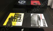 Hospitality Table Tops vinyl wrapped for Pirelli