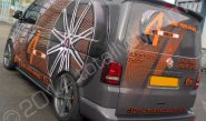 VW Transporter fully vinyl wrapped in a printed van wrap design by Totally Dynamic North London
