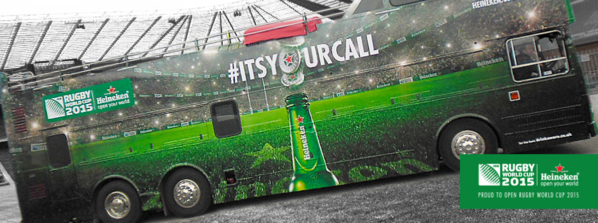 Printed vinyl Bus wrap for Heineken by Totally Dynamic 