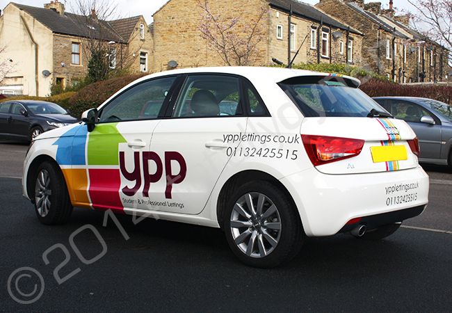 Audi A1 fully wrapped in a printed vinyl vehicle wrap design by Totally Dynamic Leeds