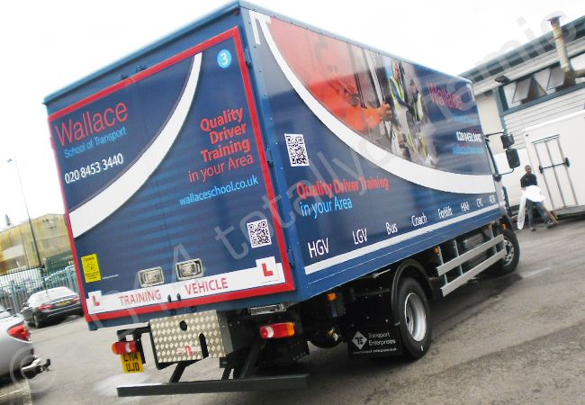 DAF lorry cab and box trailer fully vinyl wrapped in a printed lorry wrap design by Totally Dynamic North London