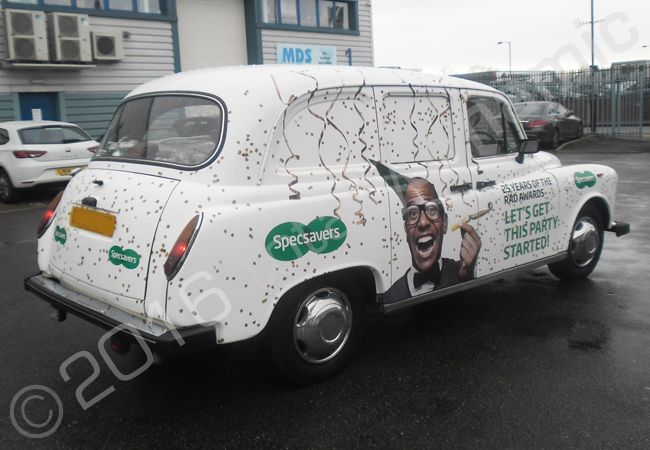 Taxi cab fully vinyl wrapped for Specsaver