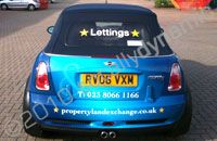 Mini convertible wrapped for Property & Land Exchange by Totally Dynamic Southampton