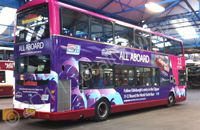 Double Decker Bus with full colour part-wrap wrapped by Totally Dynamic Central Scotland