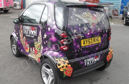 Smart Fortwo wrapped in printed wrap by Totally Dynamic North London