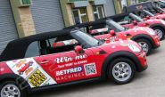 MINI fleet fully vinyl wrapped in printed design by Totally Dynamic Leeds