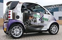 SmartforTwo wrapped with printed design by Totally Dynamic South London