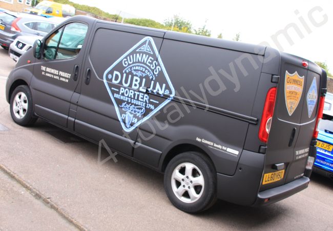 Renault Trafic fully vinyl wrapped in a printed van-wrap design for Guinness by Totally Dynamic Norfolk
