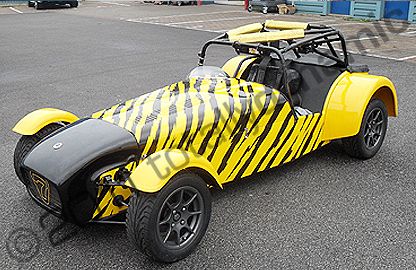 Caterham 7 wrapped in tiger stripe design by Totally Dynamic North London