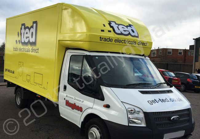 Ford Transit box van vinyl wrapped for TED in a printed van wrap design by Totally Dynamic Norfolk