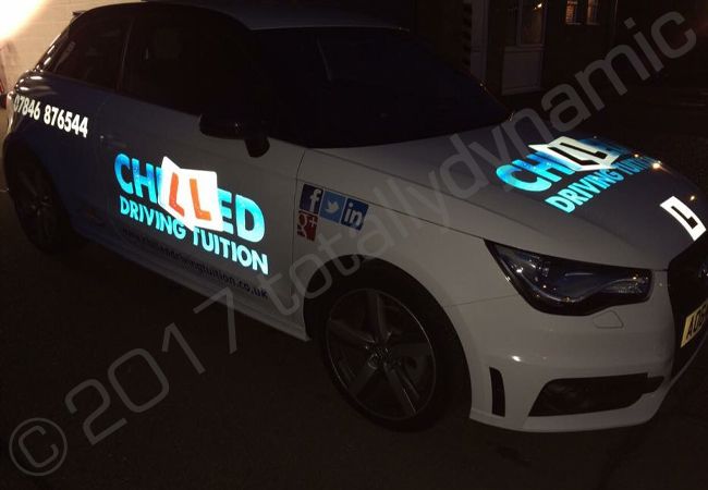 Audi A1 for Chilled Driving Tuition with reflective vinyl lettering