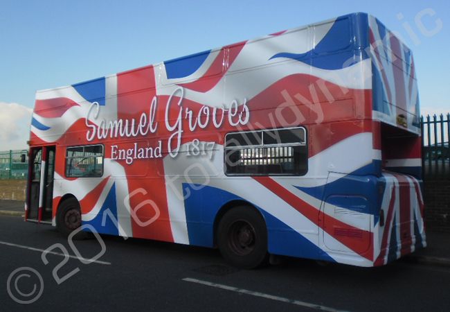 Open Top Bus fully vinyl wrapped in printed bus wrap design for U Group