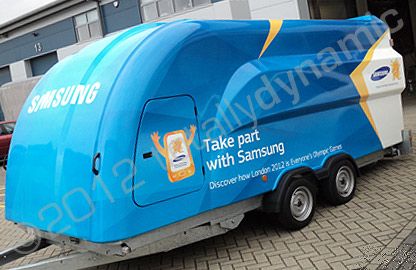 Trailer fully wrapped in printed design for the Olympic Torch Relay by Totally Dynamic South London