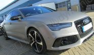 Audi RS7 wrapped in a brushed metallic silver car wrap
