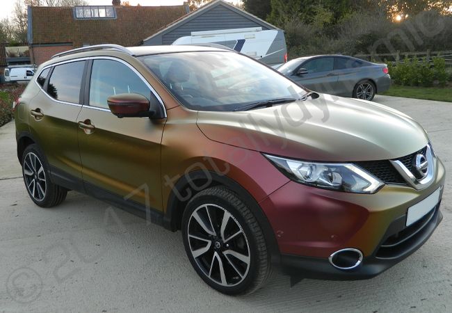 Nissan Qashqai vinyl wrapped in Rising Sun Colour Flow vinyl