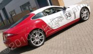 Jaguar XKR wrapped red and white plus graphics by Totally Dynamic South London