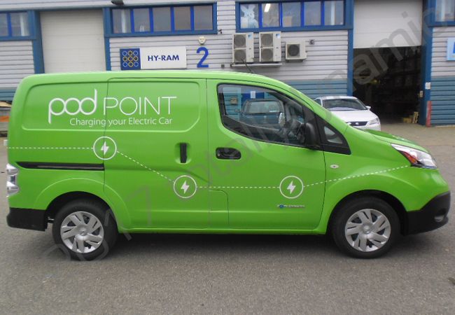 Nissan NV200 fully vinyl wrapped for Pod Point