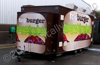 Catering trailer wrapped for Top Burger by Totally Dynamic North London