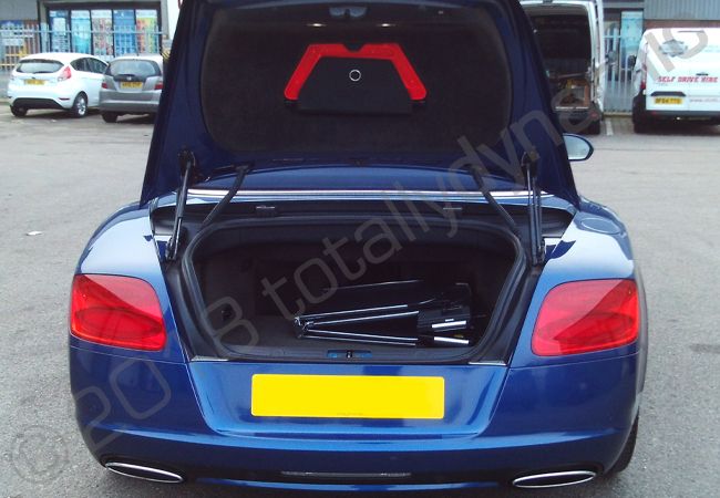 Bentley GTC fully vinyl wrapped in gloss dark blue