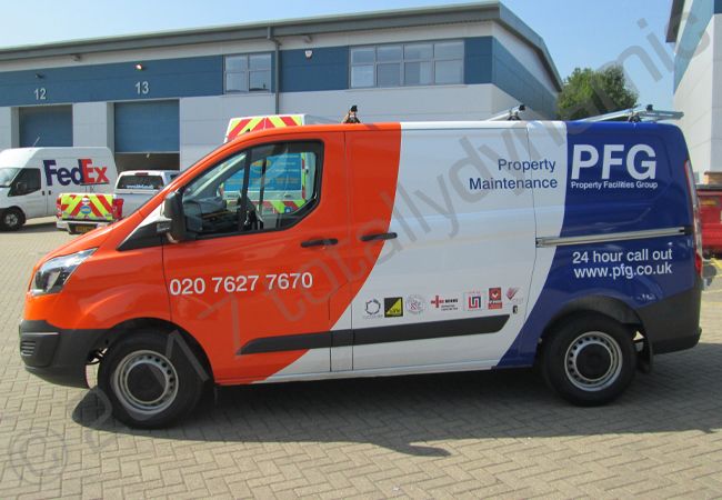 Ford Transit van vinyl wrapped for PFG
