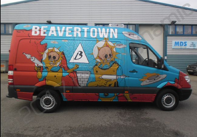 Mercedes Sprinter van fully vinyl wrapped for the Beavertown Brewery