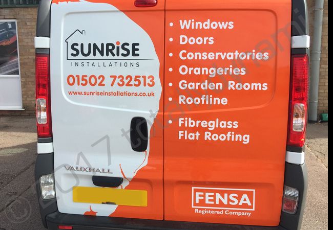 Vauxhall Vivaro van vinyl wrapped for Sunrise Installations