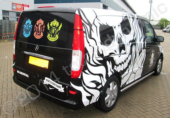Mercedes Vito van fully vinyl wrapped in a printed vehicle wrap design for NIKE by Totally Dynamic South London