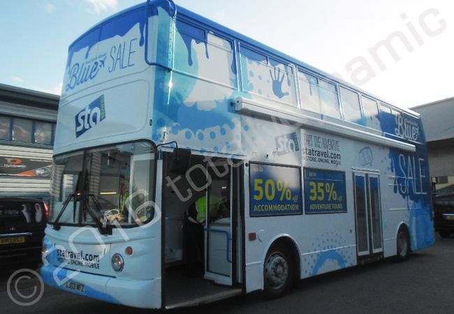 Double Decker Bus vinyl wrapped for STA Travel