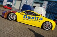 Ferrari 458 wrapped in yellow with printed chrome graphics by Totally Dynamic Southampton