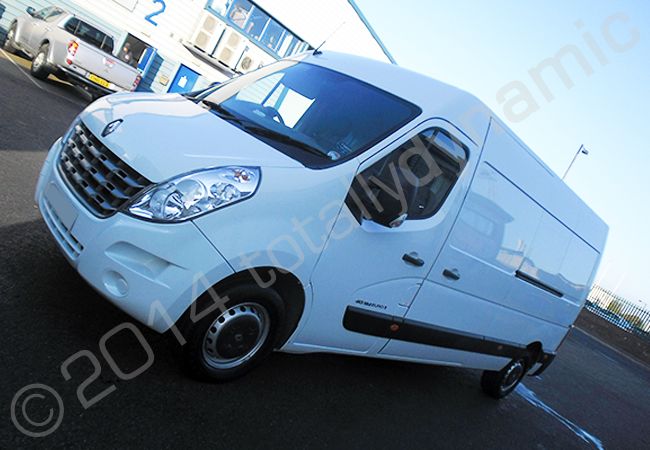 Renault Master van fully wrapped in a matt black vinyl van wrap with cut vinyl graphics by Totally Dynamic North London
