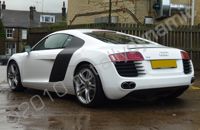 Audi R8 wrapped gloss white with carbon fibre detail by Totally Dynamic Leeds/Bradford